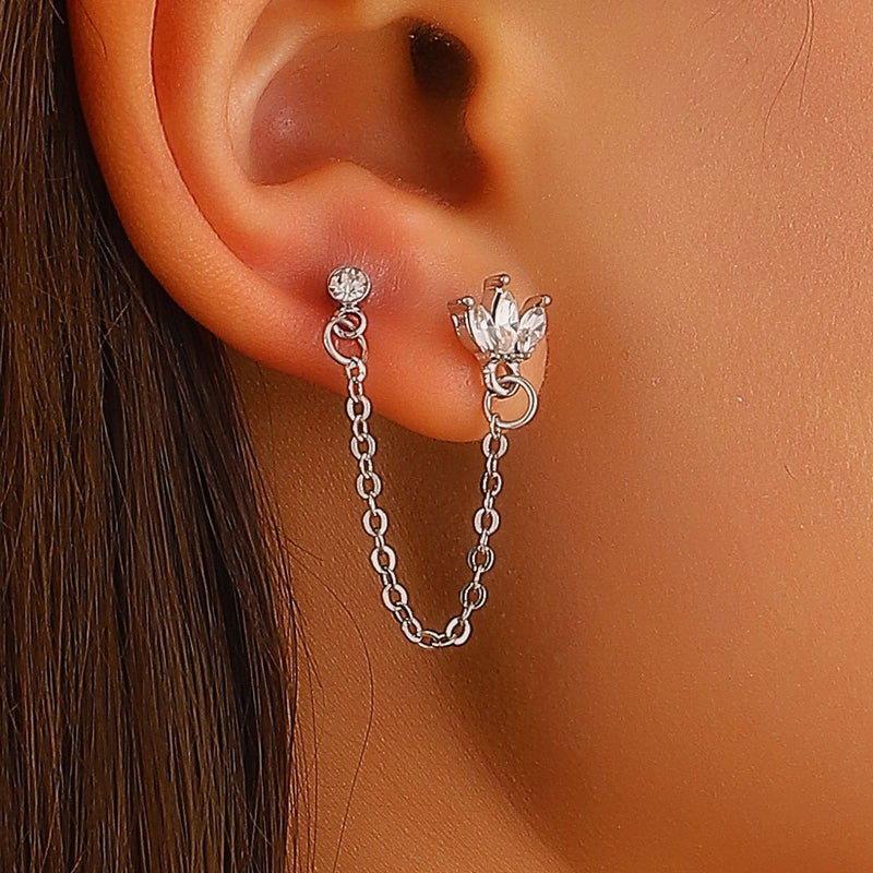 Fashion Exaggerated C- Shaped Ear Clip Water Drop Texture Earrings Suit Ear Clip Distinctive Earrings - Image 1